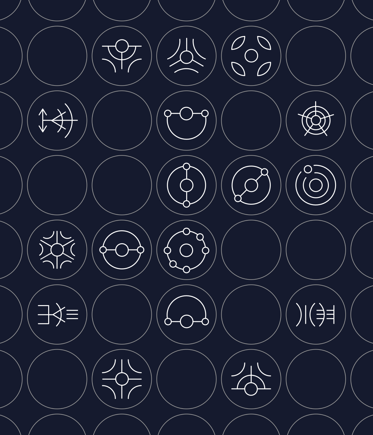 Entanglement Personas Metaconstructs: Symbols are placed on a two dimensional grid to represent the interplay and ambience in the framework
